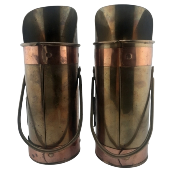 Brass & Copper Fireplace Accessories Match Holder & Coal Ash Scuttle Bucket - Picture 2 of 5